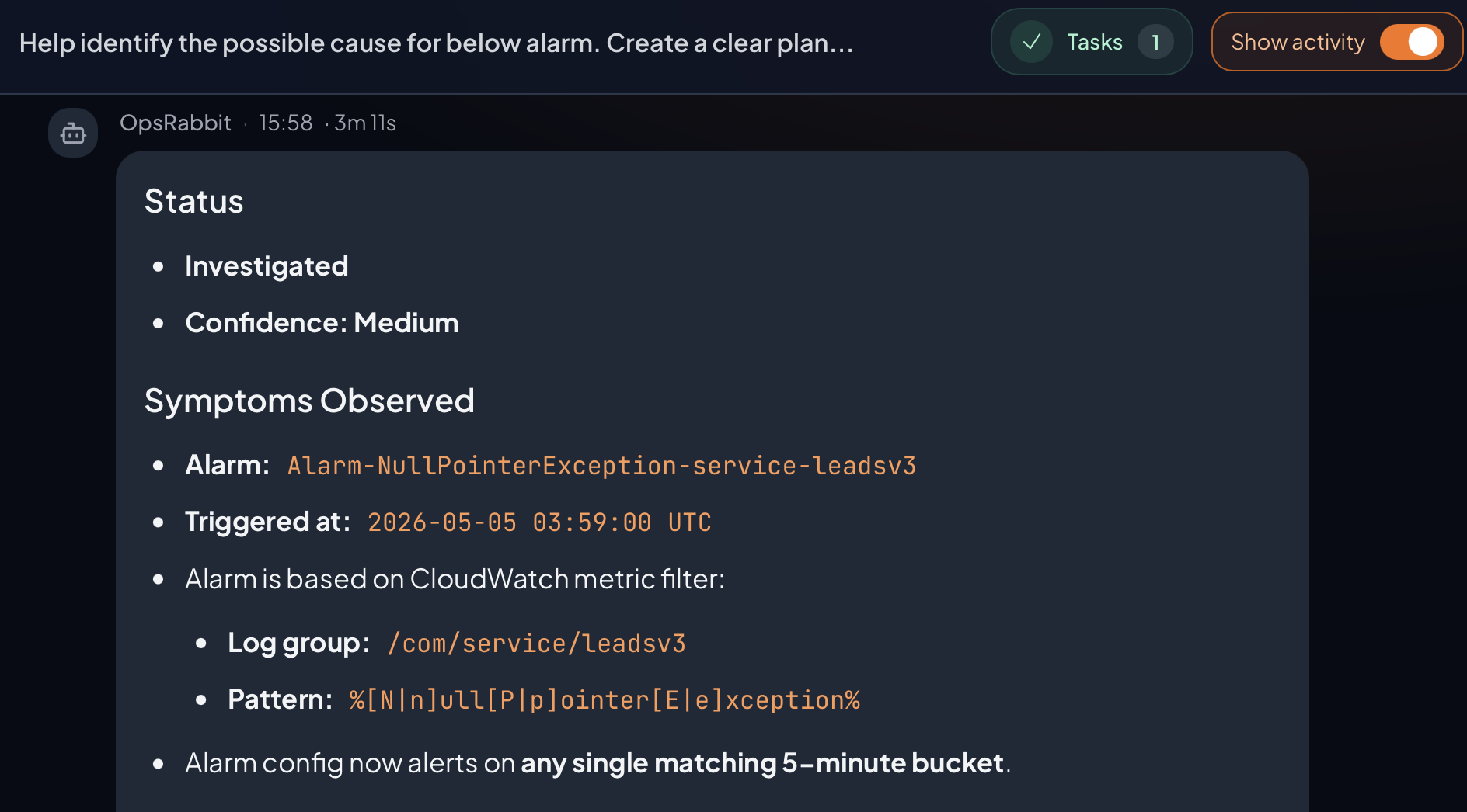 7Targets leadsv3 NullPointerException Alarm Investigation screenshot 1